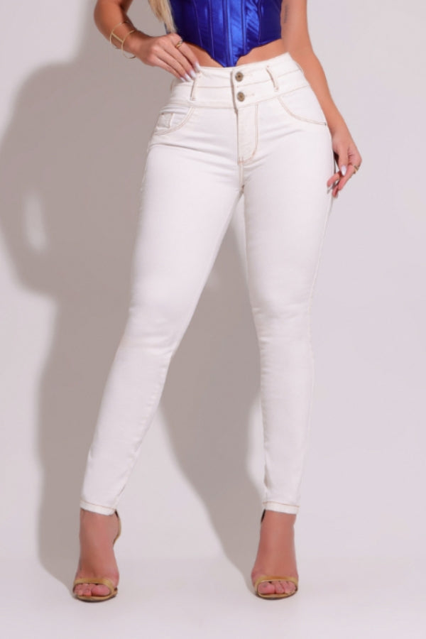 Calça Jeans Feminina Skinny Off-White Munique