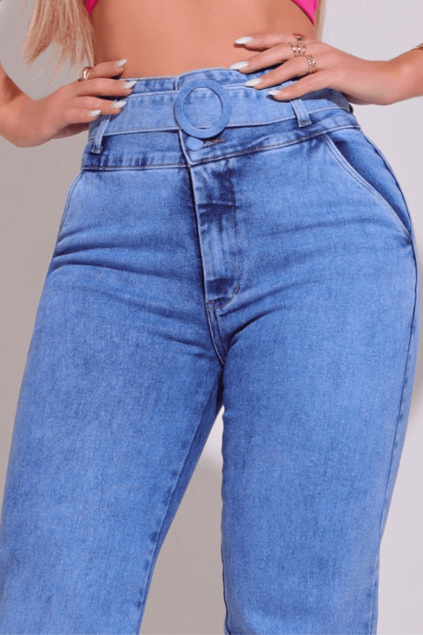 Calça Jeans Modeladora Wide Leg c/ Elastano Lara Clarinha