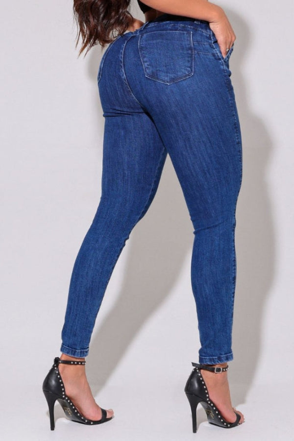 Calça Jeans Feminina Modeladora Skinny Escura Londres