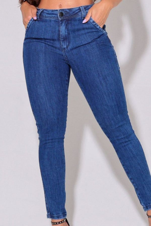 Calça Jeans Feminina Modeladora Skinny Escura Londres