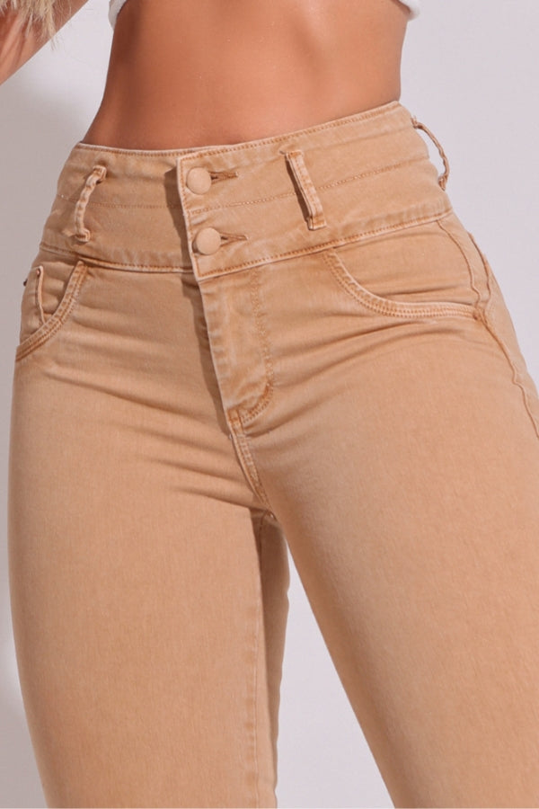 Calça Jeans Feminina Skinny Bege Kiev